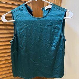 LAPOINTE Teal Green Satin Sleeveless tank top